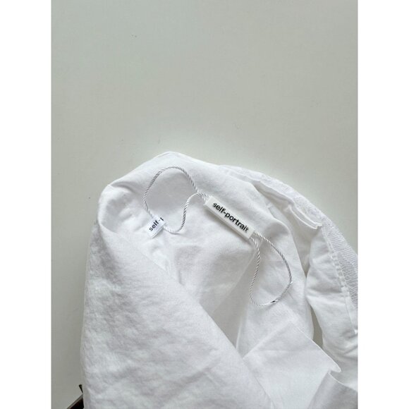 SELF PORTRAIT White Lace Belted Scalloped Pleated Paperbag Waist Shorts, Size 2 - Picture 15 of 16